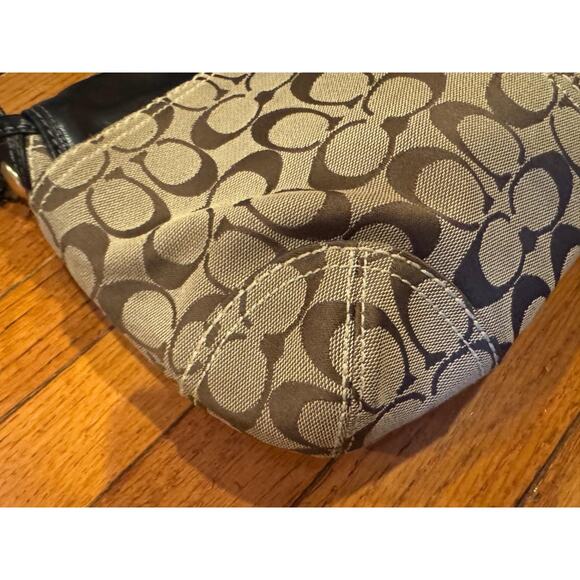 COACH Y2K BLEEKER beige /BROWN SIGNATURE LARGE FLAP BAG #11772 (P170) - Picture 6 of 10